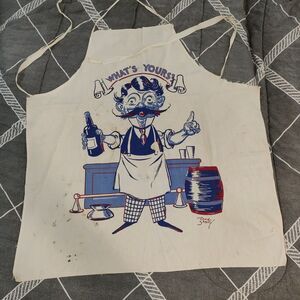 Vintage TONY SARG  Cotton Bar Apron 'What's Yours' Signs Of Wear And Stains Pics